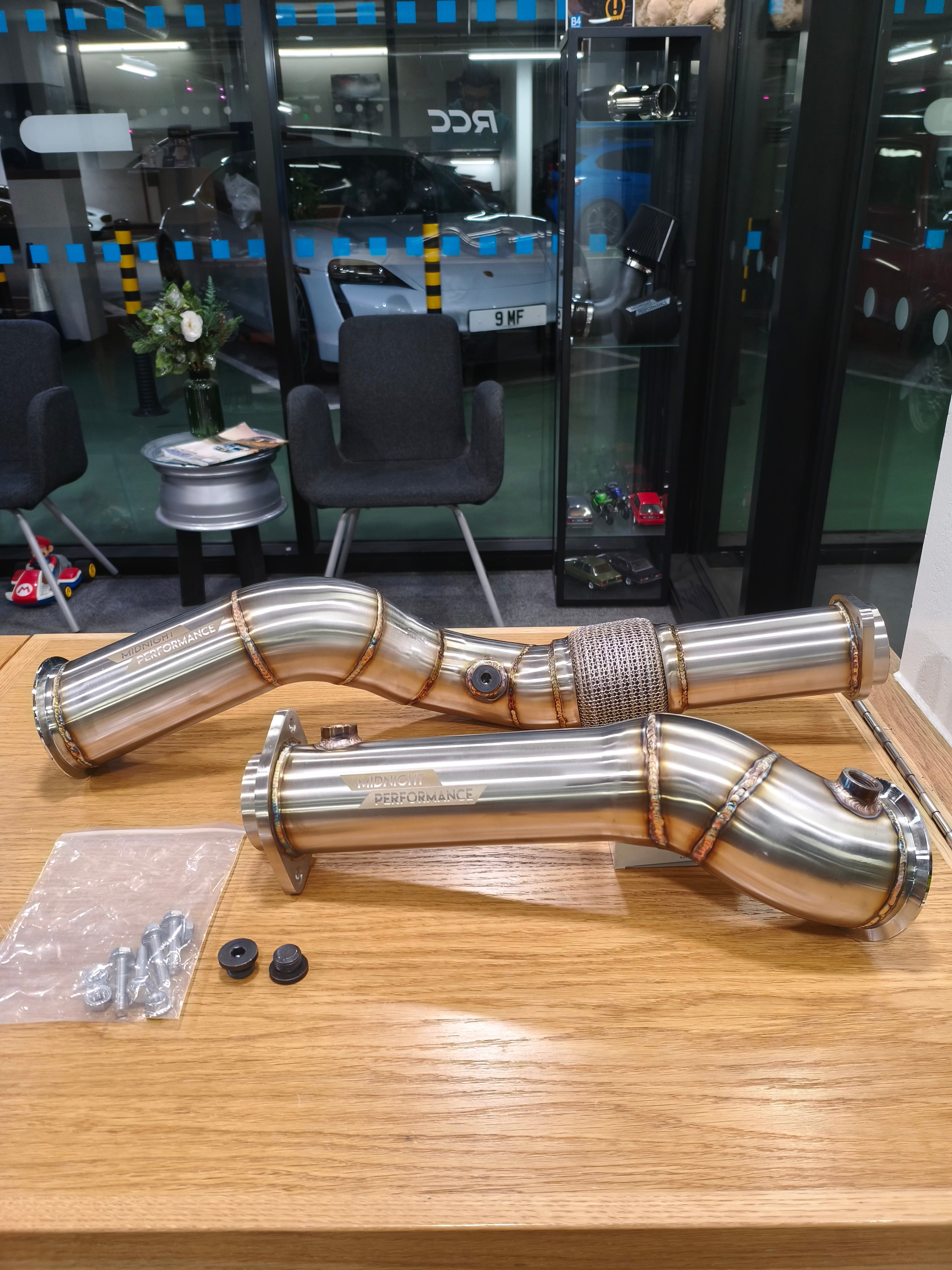 Midnight Performance™ BMW M2 / M3 / M4 (G80 G81 G82 G83 G87) S58 Stainless Steel Decat Downpipes