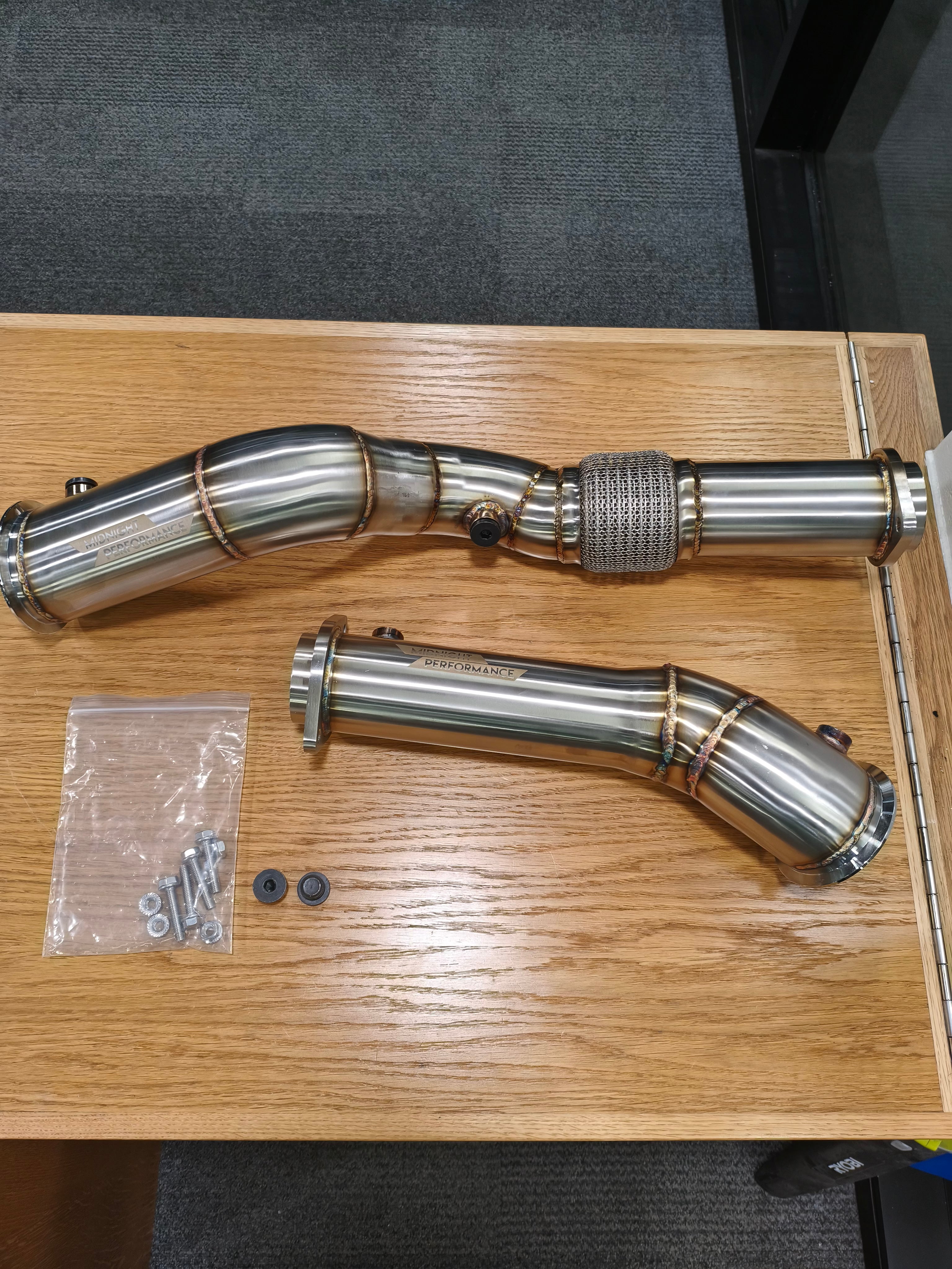 Midnight Performance™ BMW M2 / M3 / M4 (G80 G81 G82 G83 G87) S58 Stainless Steel Decat Downpipes