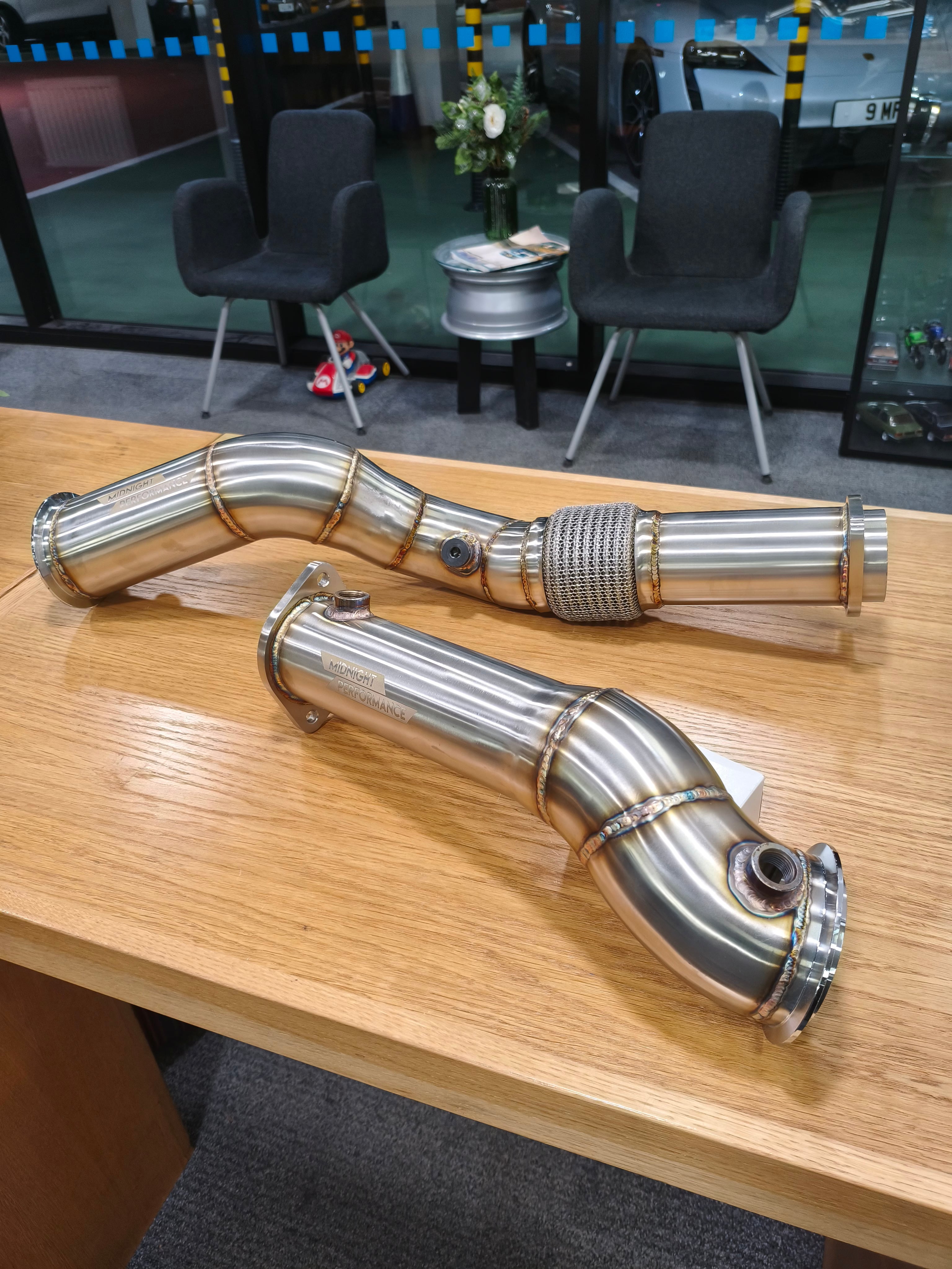 Midnight Performance™ BMW M2 / M3 / M4 (G80 G81 G82 G83 G87) S58 Stainless Steel Decat Downpipes