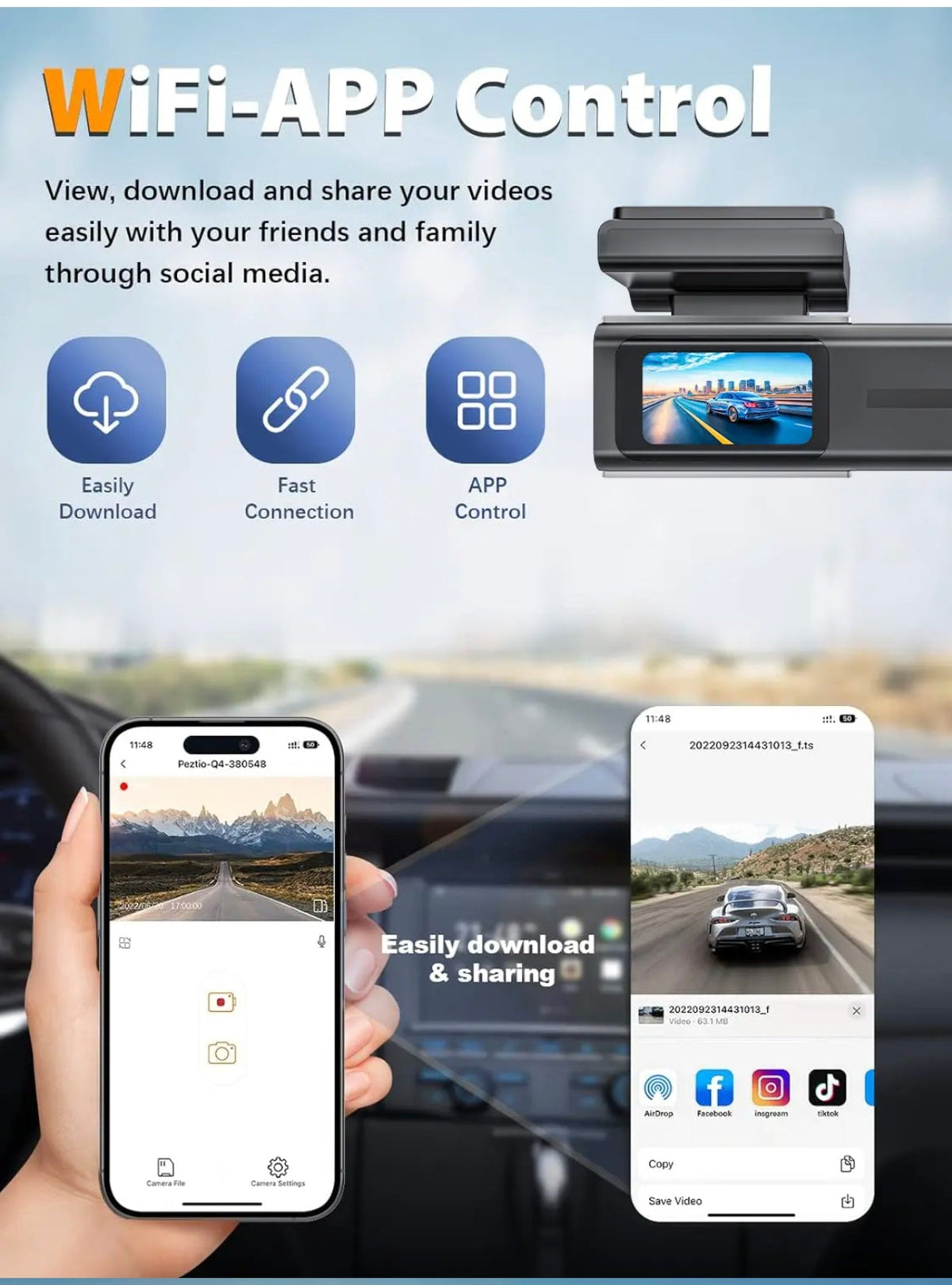 Vehicle Dashcam 4K Ultra HD with 1080p Rear Camera | Night Vision, Parking Mode & Loop Recording - Modified Parts Supplier