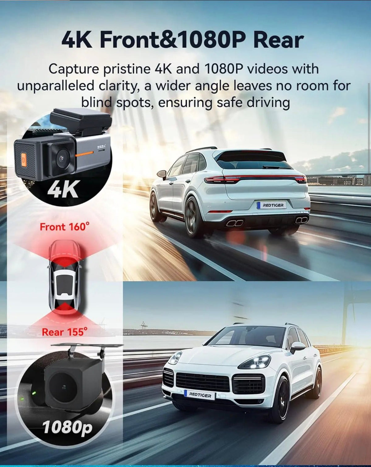 Vehicle Dashcam 4K Ultra HD with 1080p Rear Camera | Night Vision, Parking Mode & Loop Recording - Modified Parts Supplier